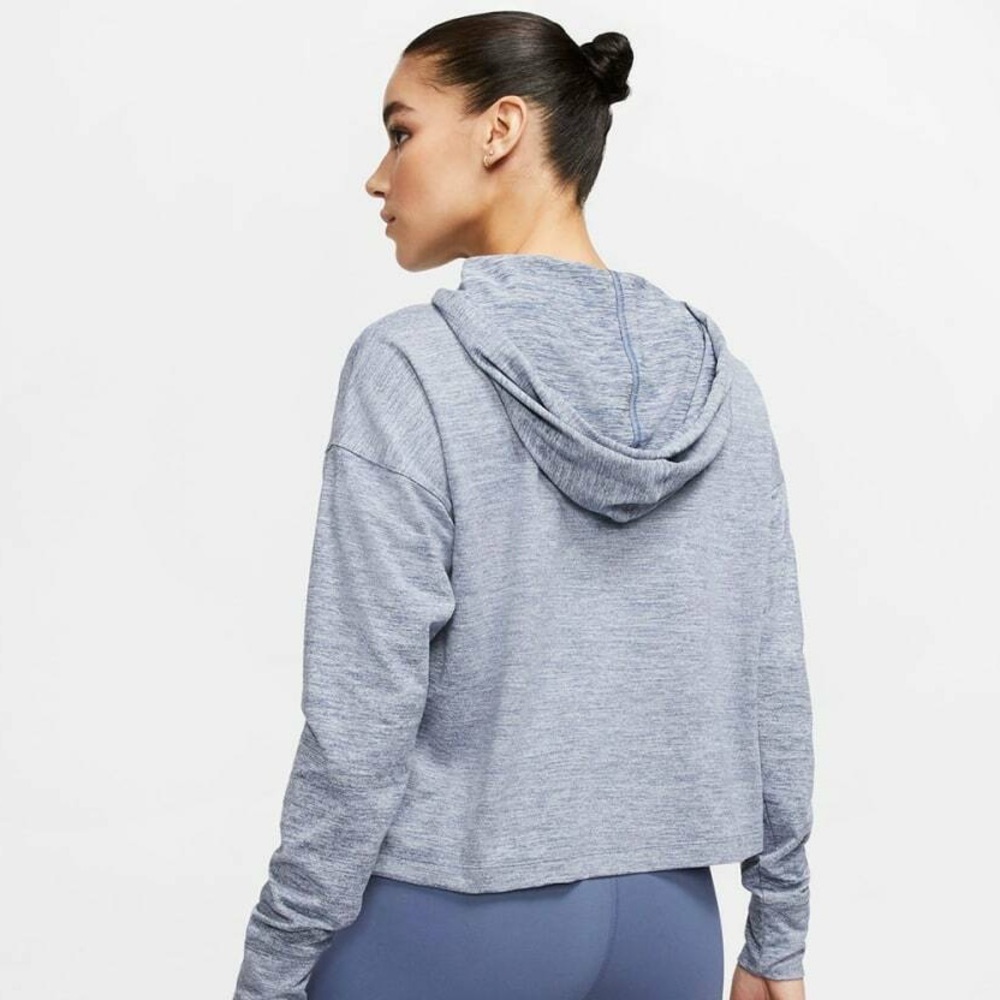 Nike Women's Diffused Blue Yoga Jersey Cropped Hoodie